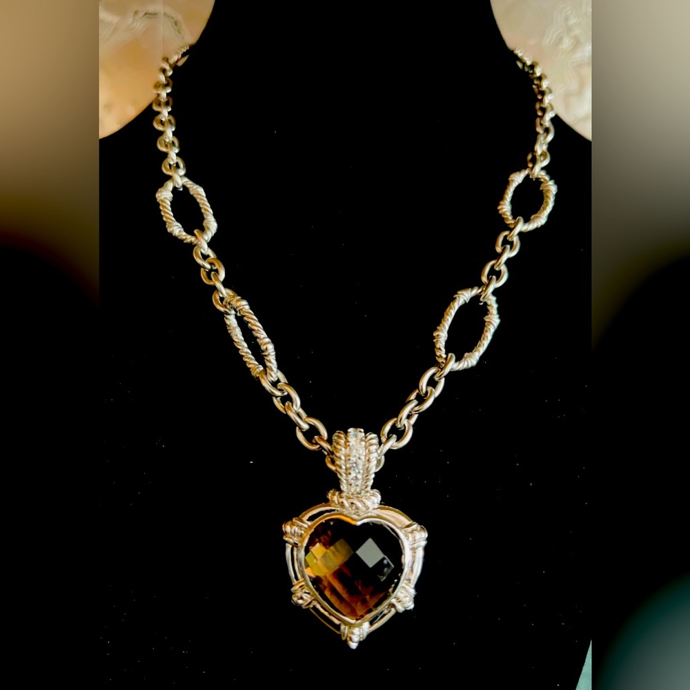 ❤️﻿NWOT Judith Ripka Sterling Collection Smoky Quartz Heart Necklace❤️